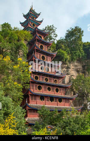 Pagoda rossa, shibaozhai, Chongqing Cina Foto Stock