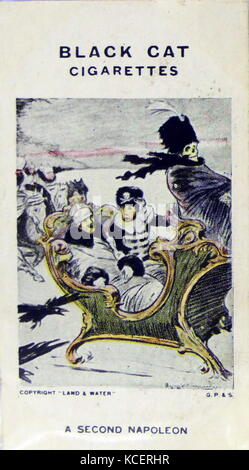 Gatto nero sigarette, la prima guerra mondiale la propaganda che mostra scheda: Il Kaiser Guglielmo II come Napoleone Foto Stock
