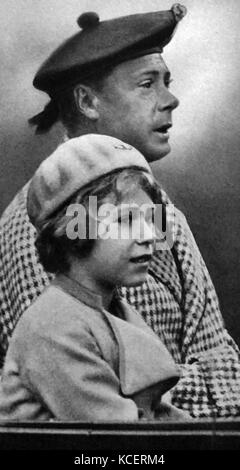 La Principessa Elisabetta (più tardi la Regina Elisabetta II) con il suo zio re Edward VIII di Gran Bretagna 1936 Foto Stock