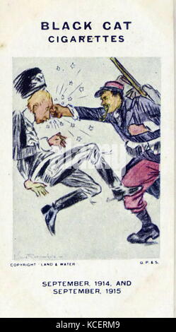 Gatto nero sigarette, la prima guerra mondiale la propaganda che mostra scheda: lotta contro la Francia Germania Foto Stock
