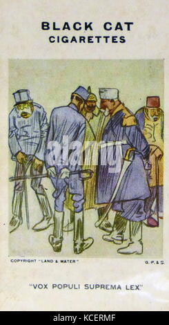 Gatto nero sigarette, la prima guerra mondiale la propaganda che mostra scheda: la Germania e i suoi alleati in una conversazione Foto Stock