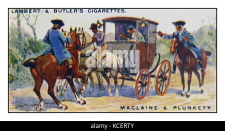 Lambert & Butler, pirati e banditi, carta di sigaretta che mostra: 'capitano' James MacLaine un famigerato highwayman, con il suo complice William Plunkett. Egli era noto come 'Gentleman Highwayman' come risultato del suo comportamento cortese durante le sue rapine Foto Stock