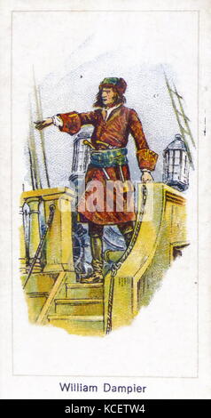 Londra carta di sigaretta company card 1924 raffiguranti: William Dampier (1651 - 1715), il primo inglese a esplorare in Australia e in prima persona di circumnavigare il mondo in tre volte. Egli è stato anche descritto come l'Australia il primo storico naturale Foto Stock