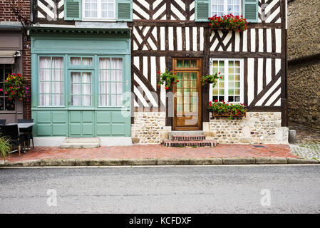 Un graticcio in costruzione beuvron-en-Auge in Normandia, Francia Foto Stock