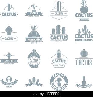 Il logo di cactus set di icone, stile semplice Illustrazione Vettoriale