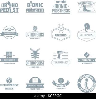 Ortopedia logo set di icone, stile semplice Illustrazione Vettoriale