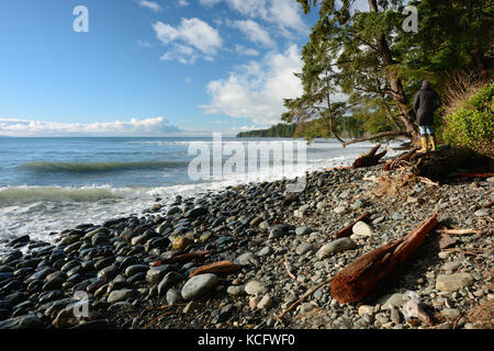 Sombrio spiaggia lungo il Juan de Fuca Trail, Isola di Vancouver, BC Canada Foto Stock