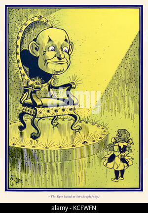 "Gli occhi la Guardò pensieroso." da "Wonderful Wizard of Oz' da L. Frank Baum (1856-1919) con foto da W. W. Denslow (1856-1915). Vedere ulteriori informazioni qui di seguito. Foto Stock