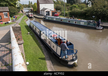 Giunzione Hawksbury o Sutton Stop dove il canale di Oxford e la Coventry Canal soddisfare. Foto Stock