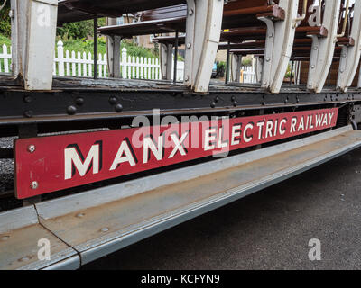 Manx ferrovia elettrica rimorchio aperto il numero 46. Fabbricato 1899. Foto Stock