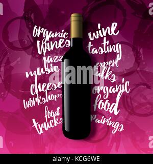 Idea progettuale per la presentazione delle bottiglie di vino. Illustrazione Vettoriale