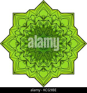 Verde ad otto punte mandala Illustrazione Vettoriale