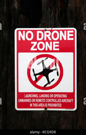 Un drone nessun segno di zona NEGLI STATI UNITI Foto Stock