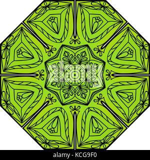Verde ad otto punte mandala Illustrazione Vettoriale