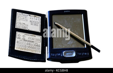 Un palmare Palm del computer, noto come un PDA - personal digital assistant Foto Stock