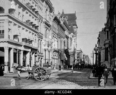 Stati Uniti d'America, scene di strada, Chestnut Street nella città di Philadelphia, Pennsylvania State, digitale migliorata la riproduzione di una foto storiche dal (stimato) Anno 1899 Foto Stock