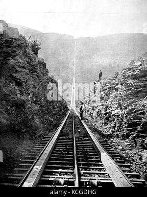 Stati Uniti d'America, la ferrovia via dell'Otis railroad nel Catskill Mountains, nello Stato di New York, digitale migliorata la riproduzione di una foto storiche dal (stimato) Anno 1899 Foto Stock