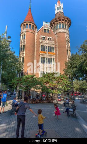 La Casa de les Punxes, Diagonal di Barcellona, in Catalogna, Spagna Foto Stock