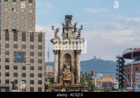 Attorno a Plaza de España, Barcellona, in Catalogna, Spagna Foto Stock