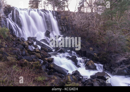 Upper Falls, cascata, Aros masterizzare, Aros Park, vicino a Tobermory, Isle of Mull, Ebridi, Argyll and Bute, Scozia Foto Stock