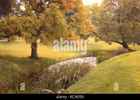 Segreto giardino d'autunno al castello di Hever nel Surrey in Inghilterra Foto Stock