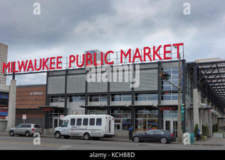 Mercato pubblico di Milwaukee, Historic Third Ward, Milwaukee, Wisconsin, Stati Uniti Foto Stock