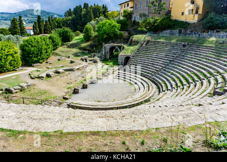 Rovine etrusche e Anfiteatro Romano di Fiesole, Firenze, Toscana, Italia Foto Stock