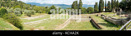 Rovine etrusche e Anfiteatro Romano di Fiesole, Firenze, Toscana, Italia Foto Stock