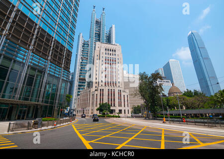 Il centro di Hong Kong con la Banca di Cina edificio, HSBC Building e la IFC Foto Stock