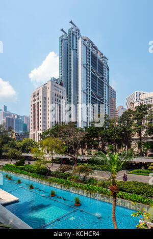 Carta giardino e corte di appello finale con hsbc building e Banca di Cina edificio, hong kong Foto Stock