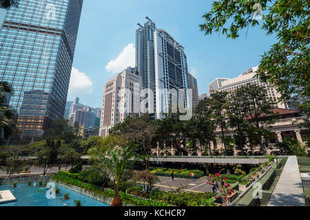 Carta giardino e corte di appello finale con hsbc building e Banca di Cina edificio, hong kong Foto Stock