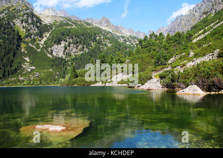 Lago di Poprad (popradske pleso) in Alti Tatra (Vysoke Tatry) parco nazionale, Slovacchia Foto Stock