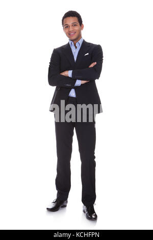 Ritratto di imprenditore di successo. Isolato su bianco Foto Stock