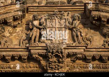 La decorazione della facciata occidentale della Cattedrale di San Salvador in Jerez de la Frontera, Andalusia, Spagna Foto Stock