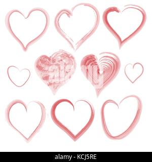 Serie di acquerelli di cuori di san valentino Illustrazione Vettoriale