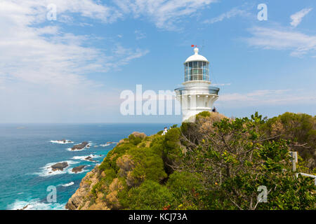 Sugarloaf Point Lighthouse a Seal Rocks sulla mezza costa nord del Nuovo Galles del Sud, Australia Foto Stock