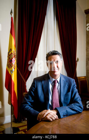 Xavier garcia albiol è un politico spagnolo, membro del partito popolare di pp e membro del Parlamento di Catalogna. Egli era sindaco di Badalona. Foto Stock