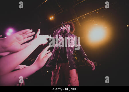 Il rapper americano Daniel Dewan Sewel è meglio conosciuto con il suo nome di scena Danny Brown e qui si esibisce un concerto dal vivo al Pumpehuset di Copenhagen. Danimarca, 06/03 2014. Foto Stock