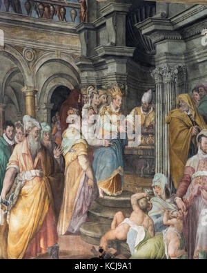 Roma. L'Italia. Imperatrice Eudoxia mani oltre le catene dell Apostolo Pietro per il papa, affresco di Jacopo Coppi (1523-1591), 1577, San Pietro in Vincoli Foto Stock