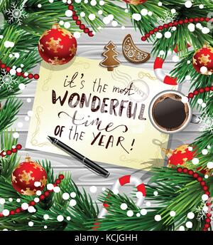 Design natale su legno Illustrazione Vettoriale