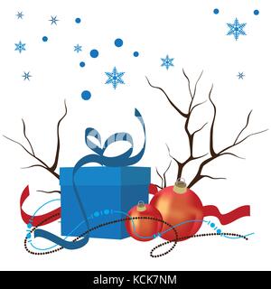 Composizione di natale di addobbi e regali Illustrazione Vettoriale