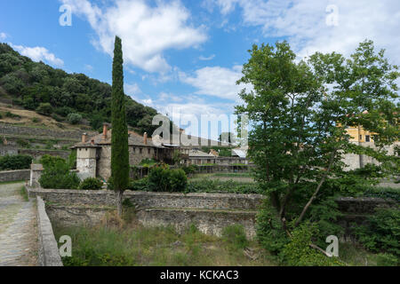 Monastero greco Iviron sul Monte Athos, Calcidica, Grecia Foto Stock