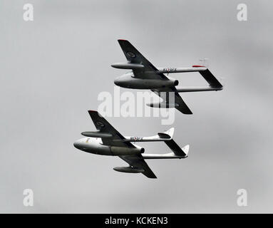 De Havilland Vampire singole e twin jet sedile combattenti. Foto Stock