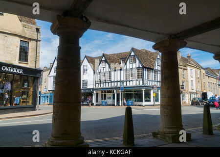 Tetbury, Market Hall, antico edificio in centro città, Gloucestershire, UK; Inghilterra Foto Stock