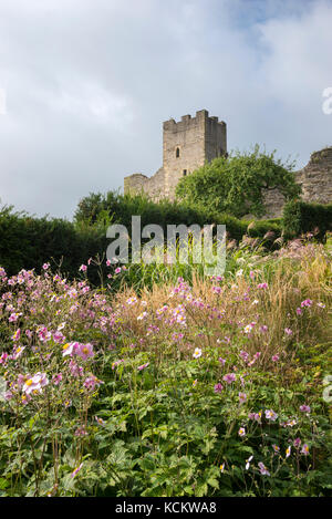 Il cockpit giardino a Richmond Castle, North Yorkshire, Inghilterra. un soleggiato settembre giornata. Foto Stock