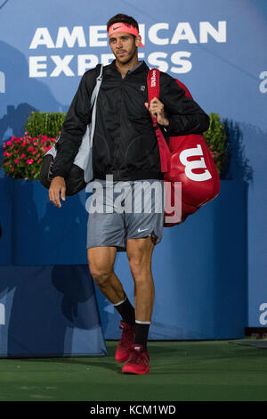 Juan Martin del Potro (ARG) si è garante nelle semifinali maschili ai Campionati US Open Tennis 2017. Foto Stock