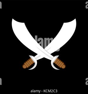 Sciabole incrociate. spada pirata segno isolato. illustrazione vettoriale Illustrazione Vettoriale
