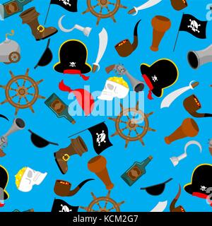 Pirate seamless pattern. piratesco ornamento accessorio. sfondo buccaneer. illustrazione vettoriale Illustrazione Vettoriale