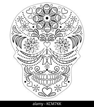 Disegnata a mano il cranio Illustrazione Vettoriale