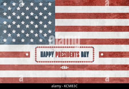 Grunge presidenti giorno sfondo con bandiera americana Illustrazione Vettoriale